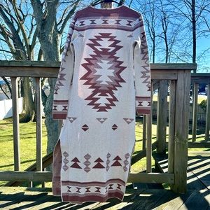 Boho Tribal Long Duster Cardigan